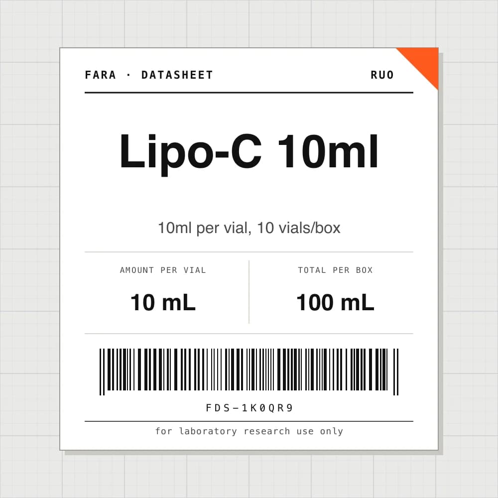 Datasheet card for Lipo-C 10ml: 10 mL per vial, 10 vials per box