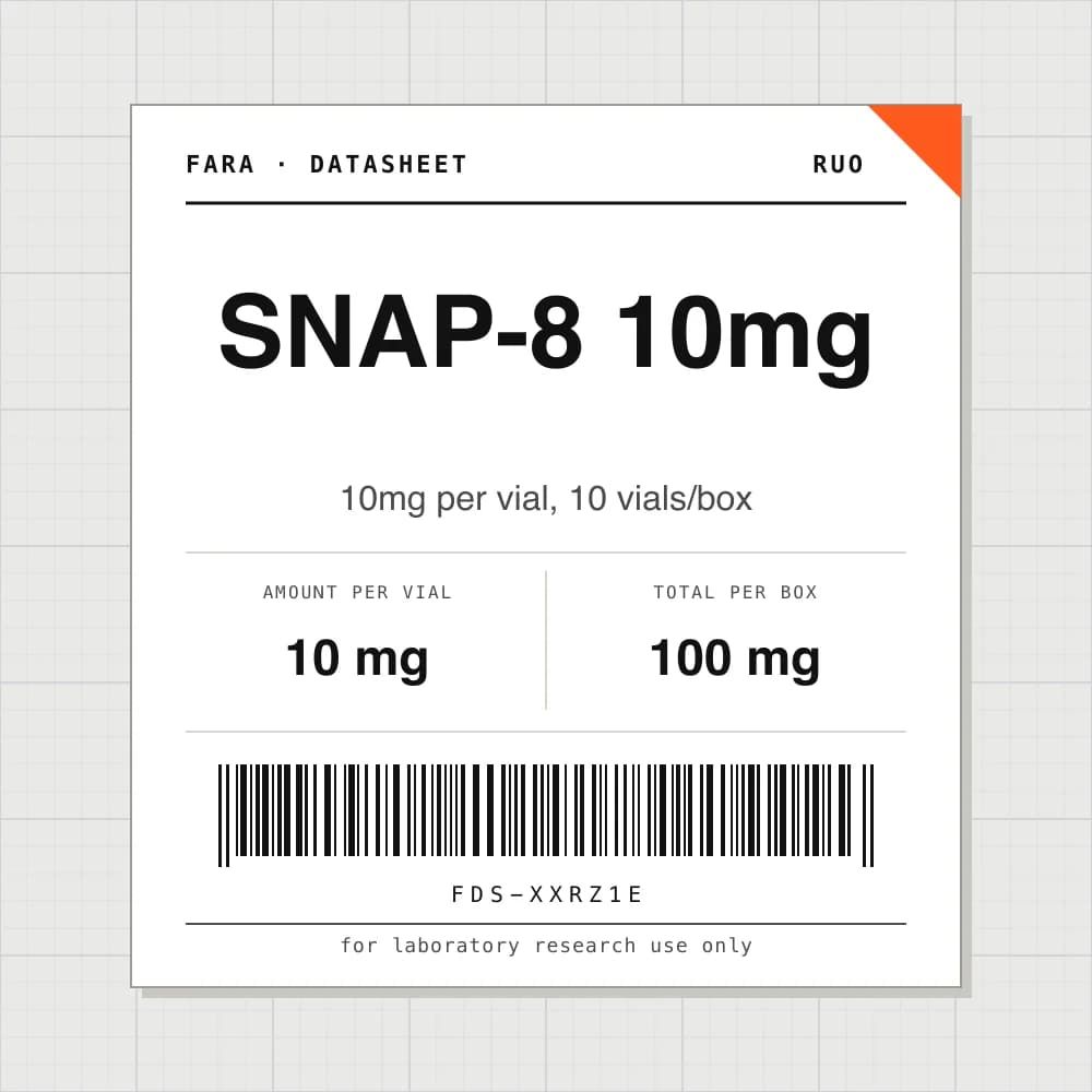Datasheet card for SNAP-8 10mg: 10 mg per vial, 10 vials per box