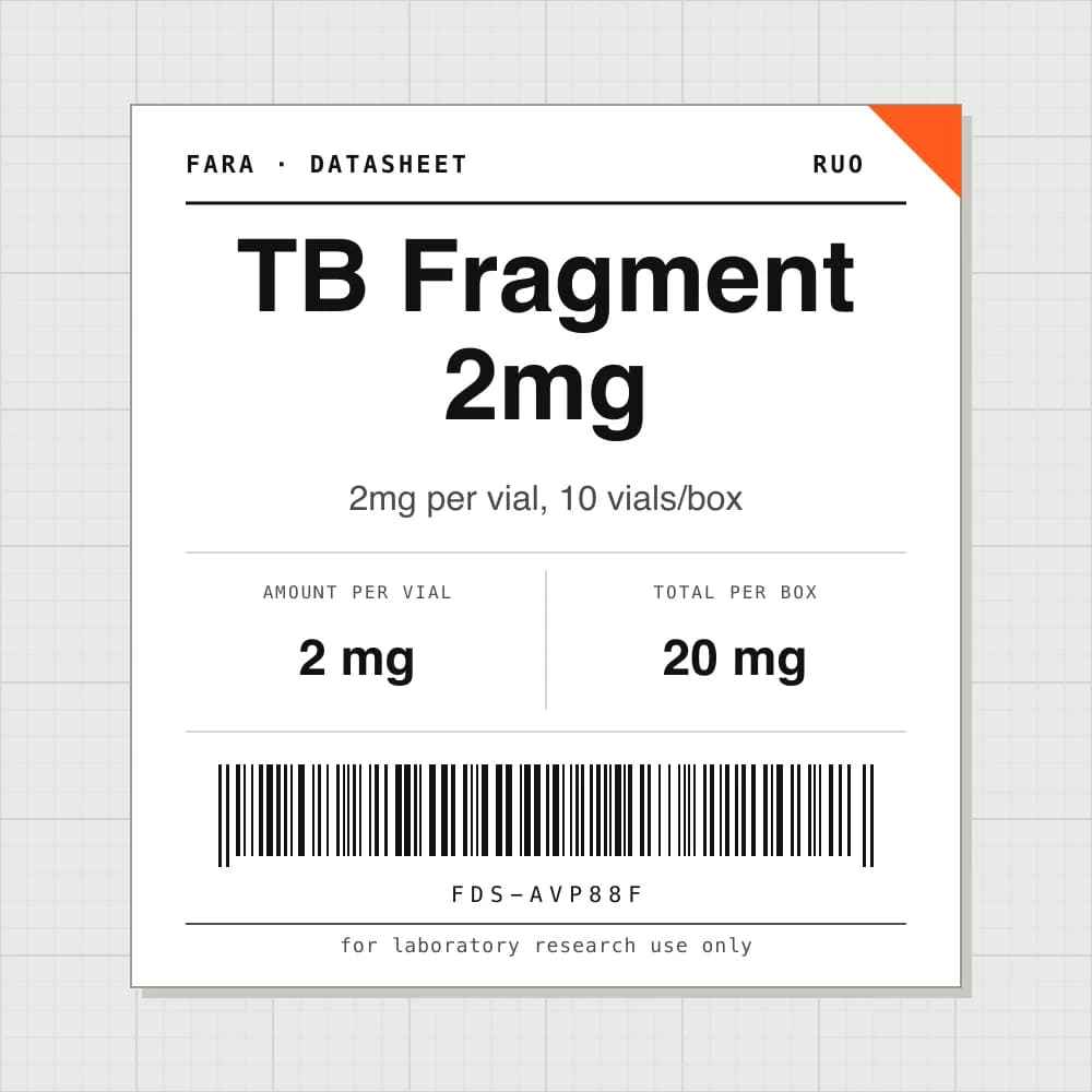 Datasheet card for TB Fragment 2mg: 2 mg per vial, 10 vials per box